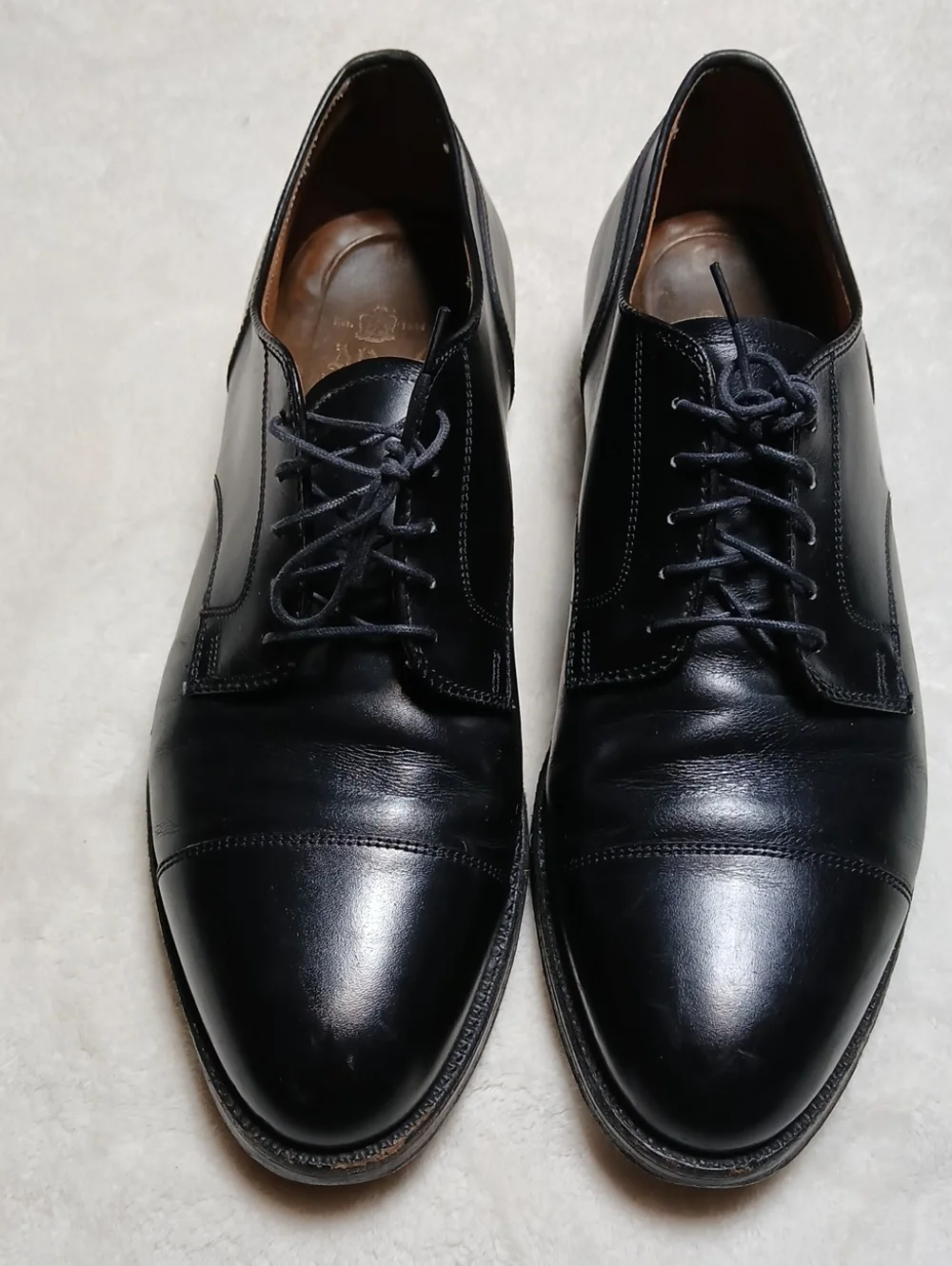 Alden 971 Straight Tip Blucher Black Leather Cap-Toe Derbys Size 10.5 B